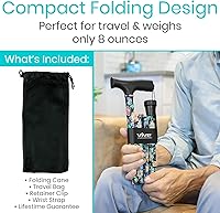 Vista 2 de Vive Folding Cane - Foldable Walking Cane for Men, Women - Fold-up, Collapsible, Lightweight, Adjustable, Portable Hand Walking Stick - Balancing
