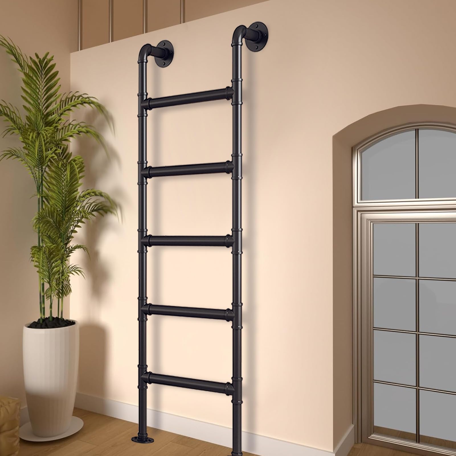 Escaleras de doble altura, capacidad de carga de 150 kg, para áticos, de pared o suelo, de seguridad multifunción para bibliotecas, literas y terrazas, escalera de alta resistencia para sótanos.(200cm