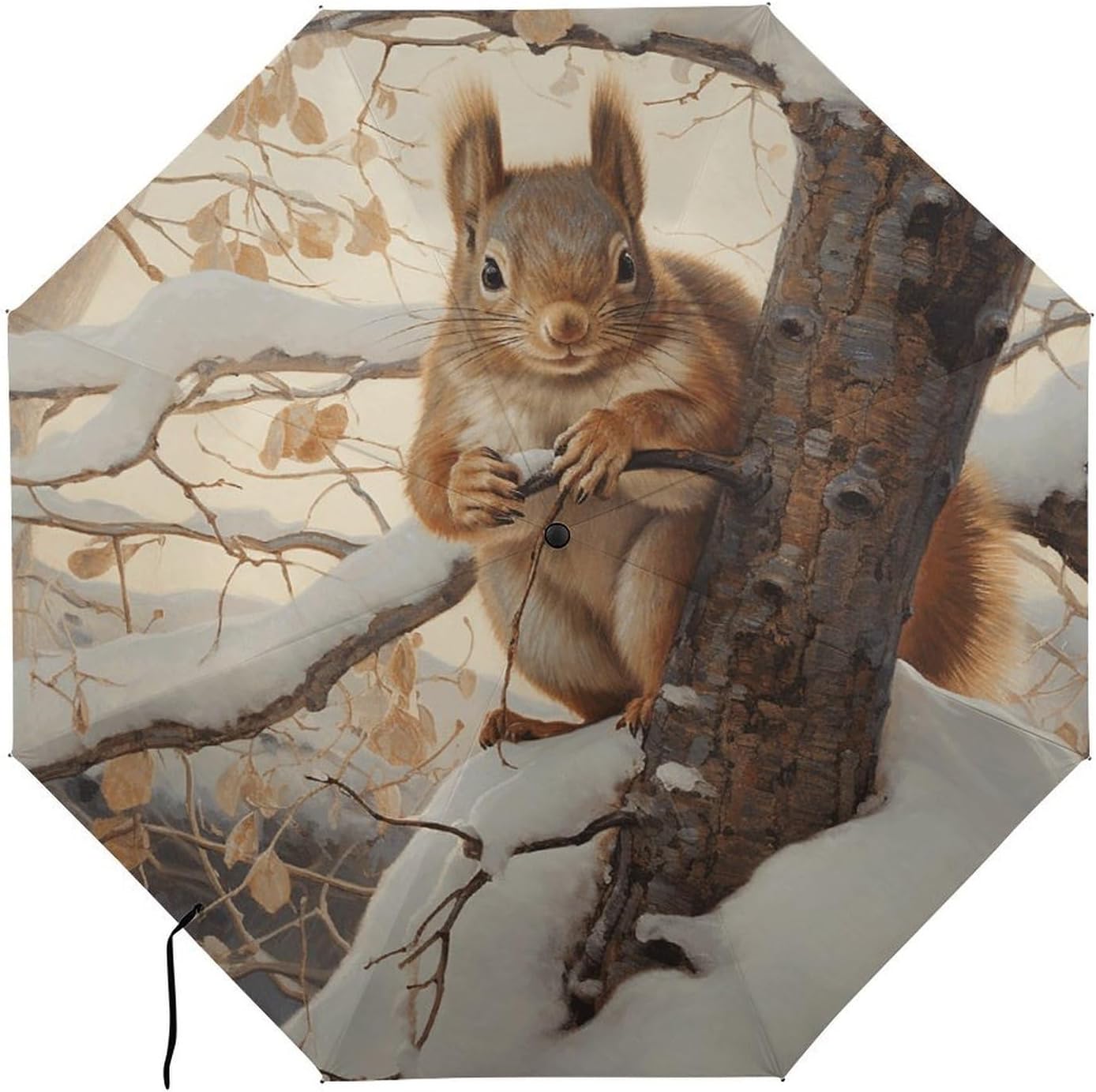Squirrel on Tree Umbrella Extra Large Folding, Travel Umbrella Windproof, Compact, Golf Umbrella With Unique Patterns, Fashionable And Beautiful for Men And Women.