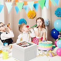 Vista 5 de WINKIO Paquete de 4 cajas para pasteles, contenedor desechable de transporte de pasteles, cajas blancas para panadería con ventana grande