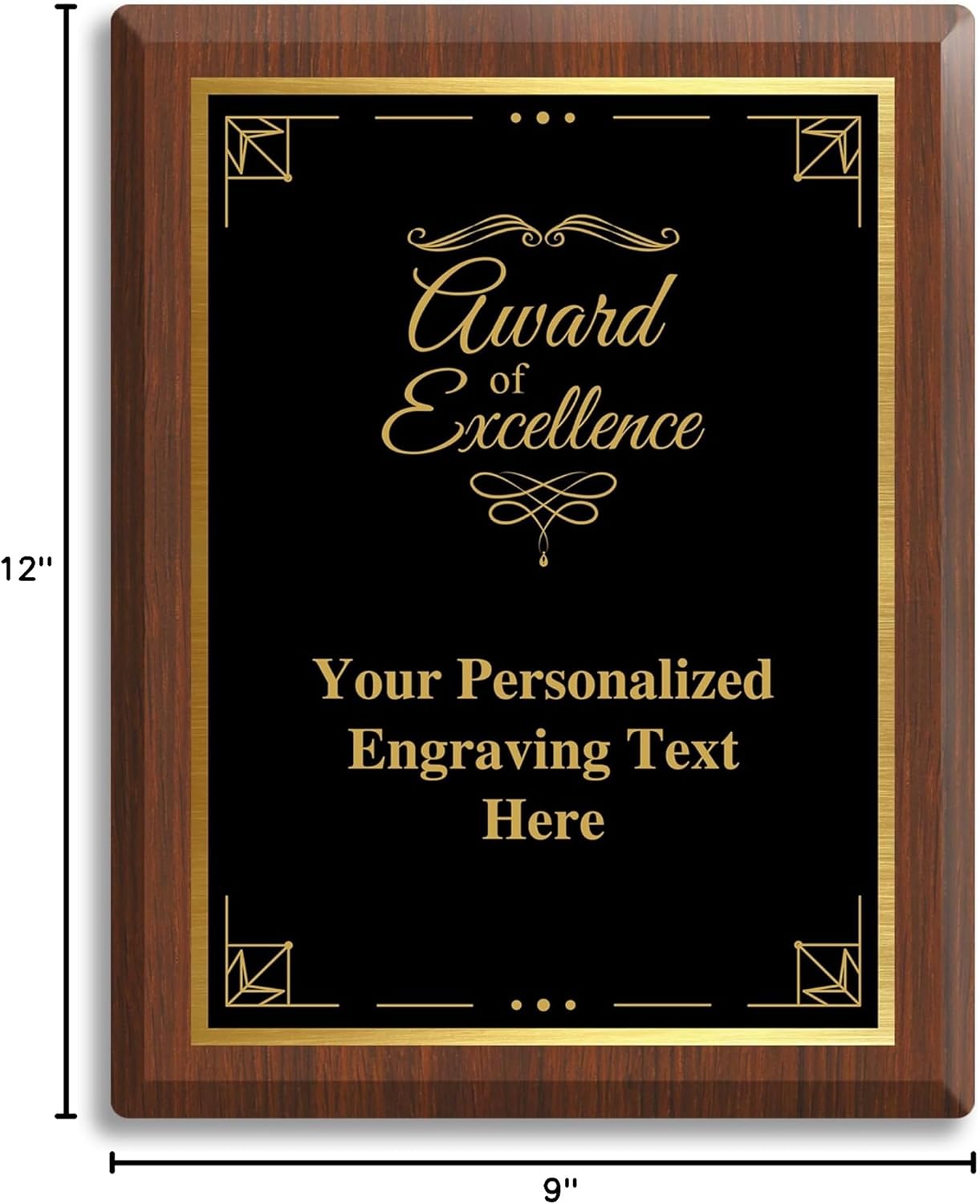 Elegant Custom Plaque - Add Your Own Text or Logo - Personalized Award Plaque for Employee of the Month, Ideal as Recognition Awards for Employees, Retirement, and Service Appreciation (Award Of Excellence, 7" x 9")