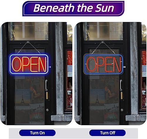 Miniatura 6 de GELBEKUH Letrero LED de neón abierto para negocios, 16.7 x 9.2 pulgadas, ultra brillante, con interruptor de encendidoapagado, luces de neón de