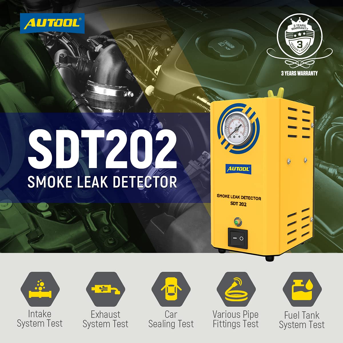 AUTOOL SDT202 Car EVAP System Leak Testing Machine Leak Detector, 12V