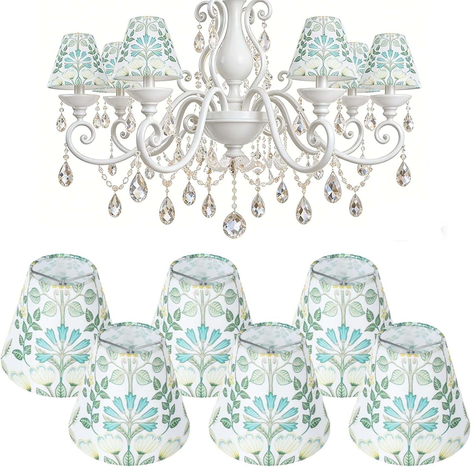 Set of 10 Chandelier Lamp Shades, Mini Barrel Lampshades Clip On for Table Lamp Wall Lamp Replacement, Natural Linen Small Lamp Shade, 3.5x5x5.5in (Top Height Bottom)