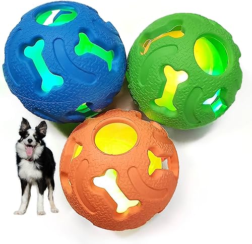 Leejec Juguetes para perros, bolas interactivas iluminadas de 2.5 pulgadas, juguetes masticables prácticamente indestructibles para razas medianas y disponible en Yaxa Colombia