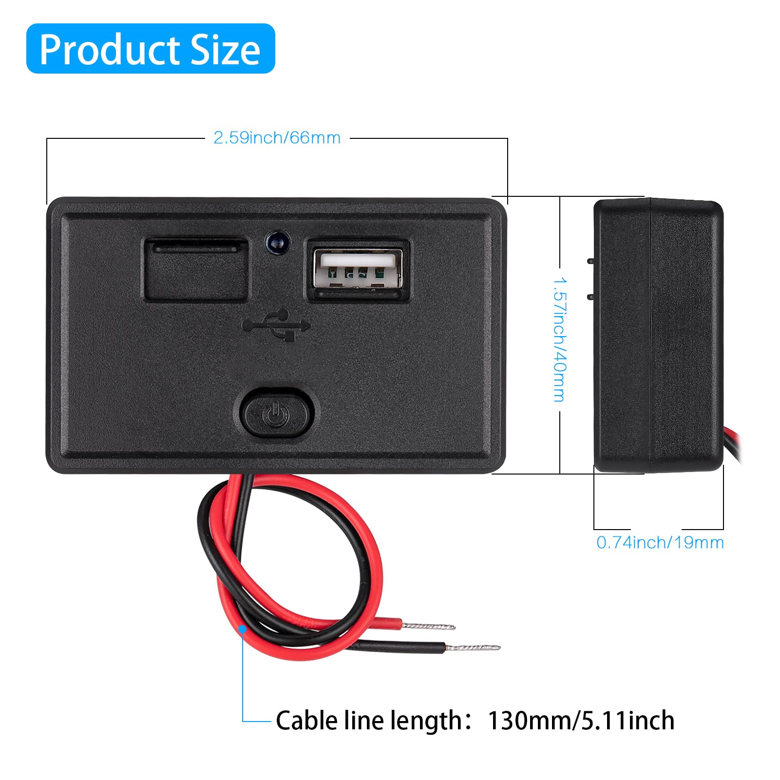 Caricabatterie Auto Impermeabile Kibon Con Doppia Porta USB 4.8A - Pannello 12V Con Interruttore On/Off E Copertura A Molla, Per Auto, Camper, Barca E Camion