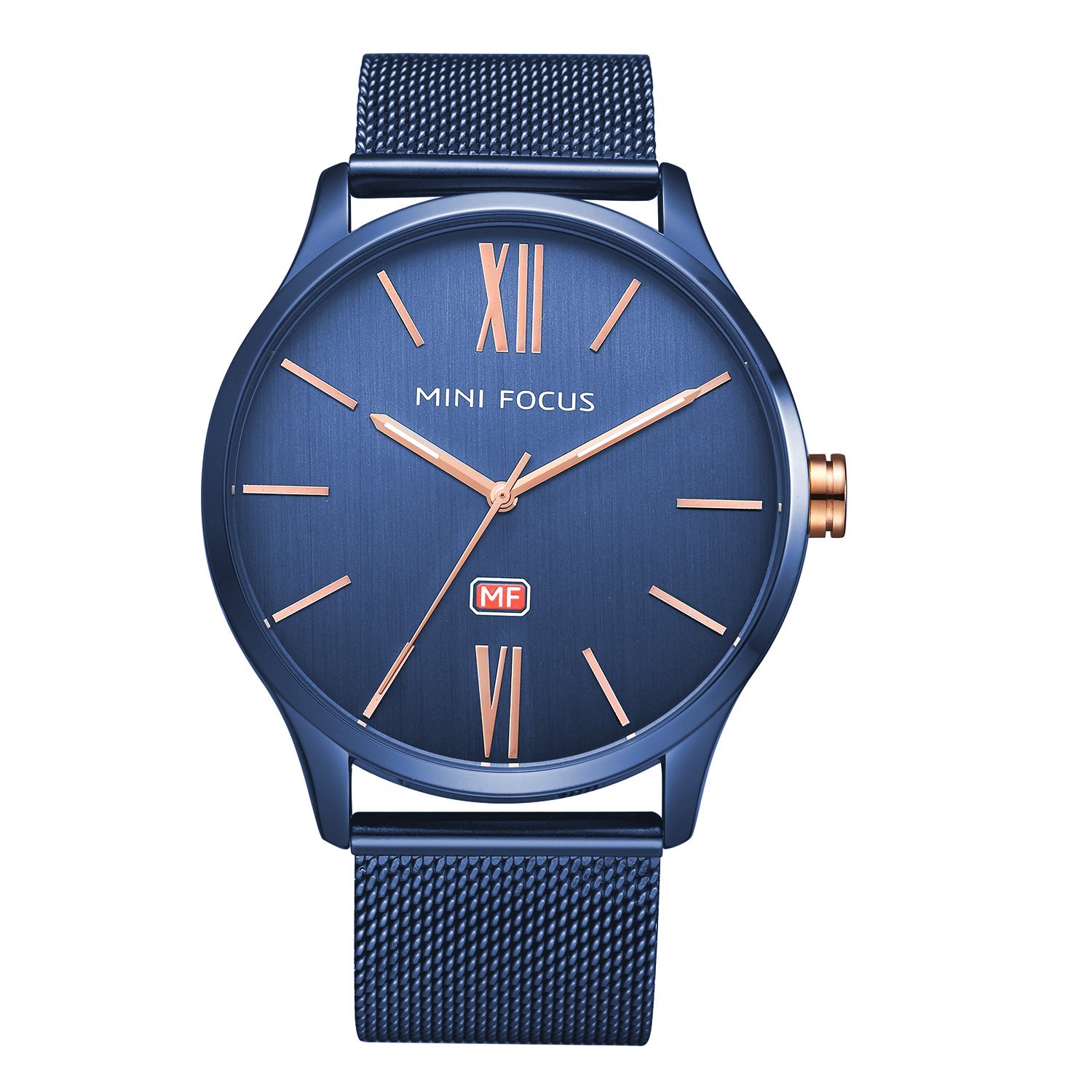 MF MINI FOCUSMens Watch Ultra-Thin Minimalist Wrist Watches Stainless Steel Mesh Band Fashion Cool Watches for Men