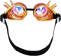 Vista 136 de Gafas de caleidoscopio retro con pinchos, gafas de cristal arcoíris steampunk estilo soldadura, gafas de cosplay punk