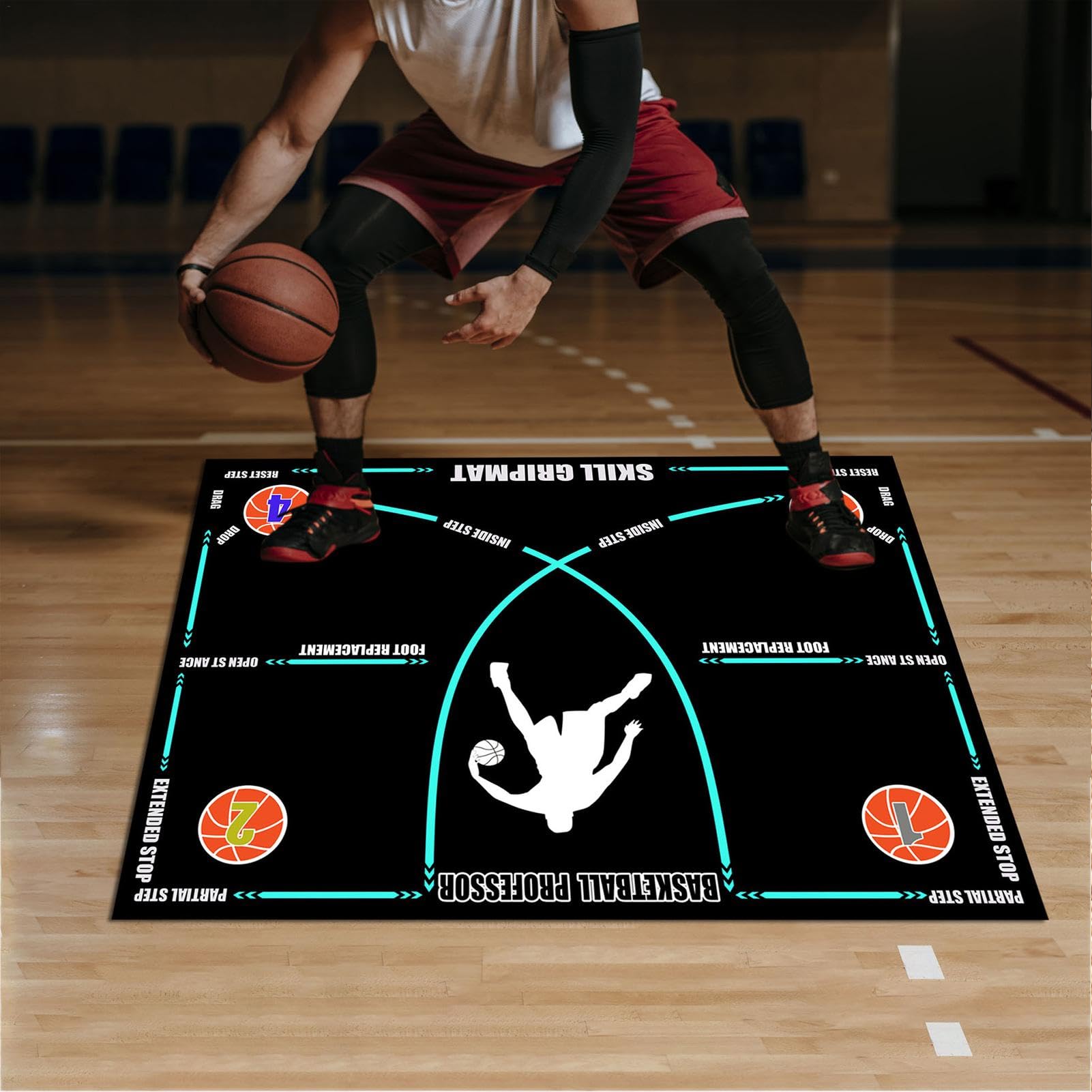 Tappetino per Dribbling da Basket, Tappetino per Dribbling da Basket - Tappeto da palleggio Antiscivolo in Gomma da Basket - Tappetino per Esercizi Silenzioso e Ammortizzante, Antiscivolo e