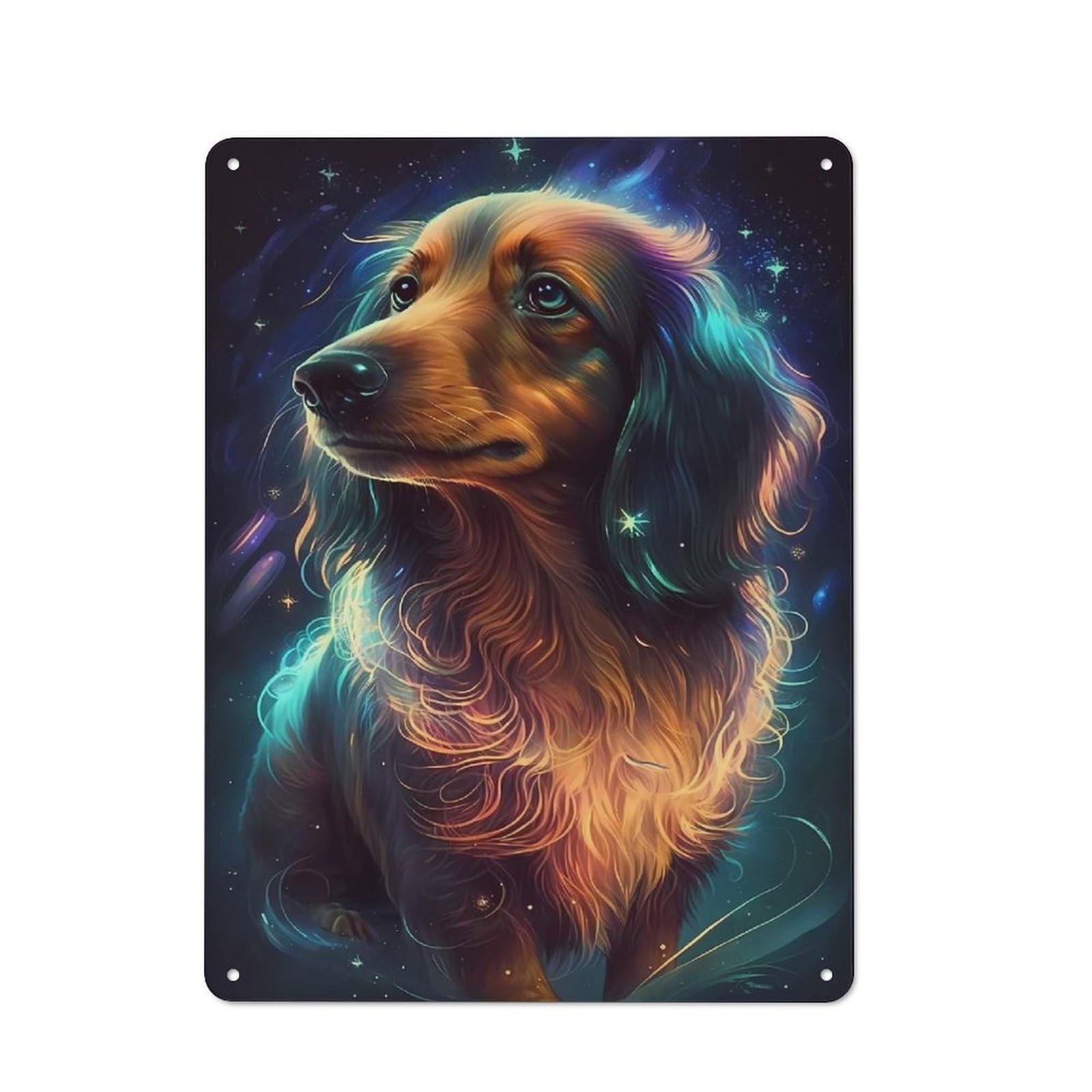 Junmoney Dachshund Dog Angelic Tin Wall Plaque 40X30cm With For Man Cave Or Games Room, For Garage, Workshop And Man Cave Decoration