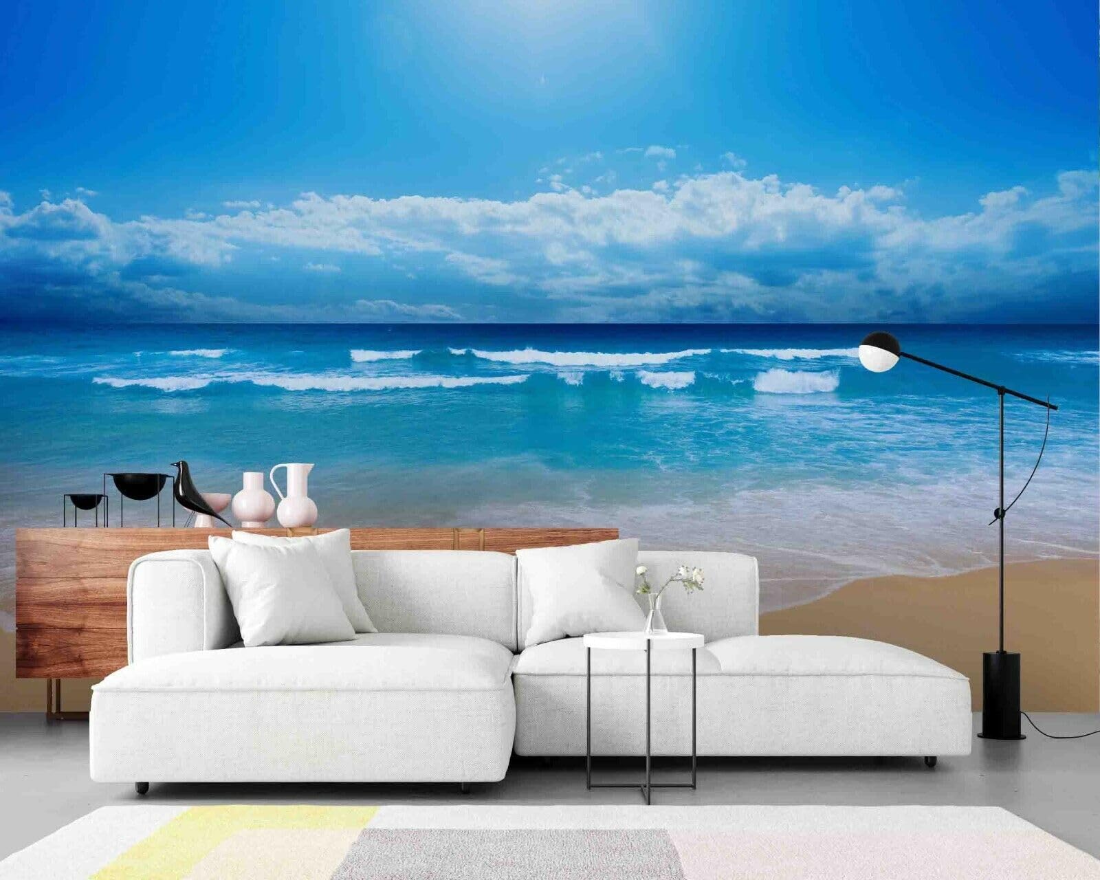 Carta Da Parati 3D Con Foto Vista Sul Mare Della Spiaggia Di Sabbia Blu Bar Camera Da Letto Soggiorno Carta Da Parati A Tema Murale Stereoscopico 3D Foto Da Parete 400 (larghezza