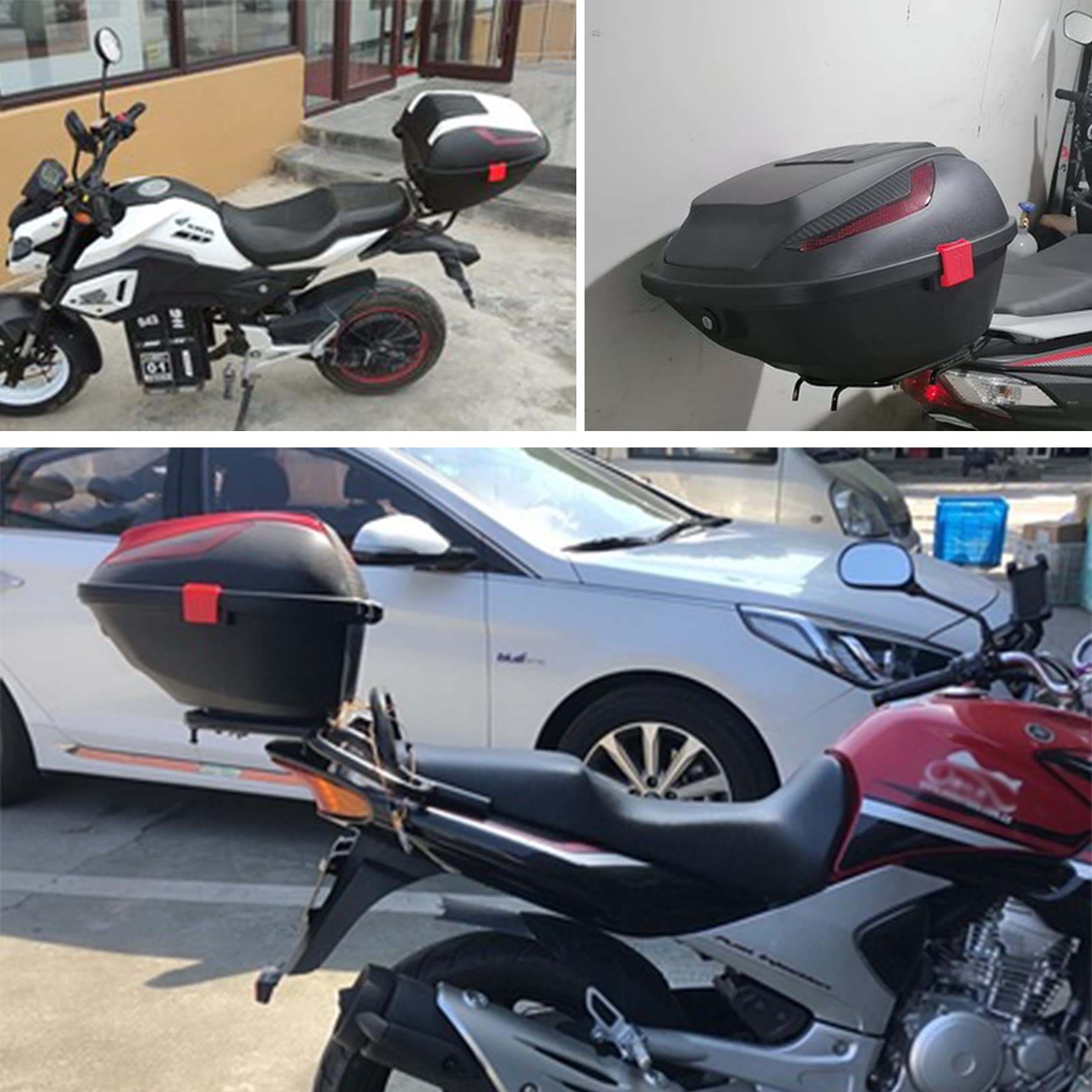 Genérico Baúl Universal para Motocicleta de 30 l, Resistente Estuche para Guardar Equipaje de Scooter, portacasco con herrajes de Montaje, Resistente baúl Trasero para Motocicletas y Scooters.