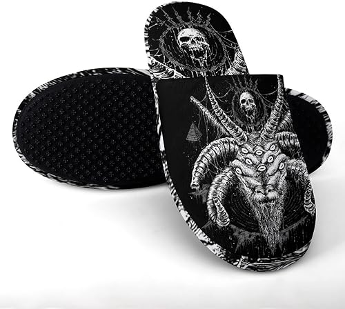 Miniatura 3 de Baphomet Satan Goat - Pantuflas de algodón para hombre, lavables, sin cordones, cálidas, con suela de goma