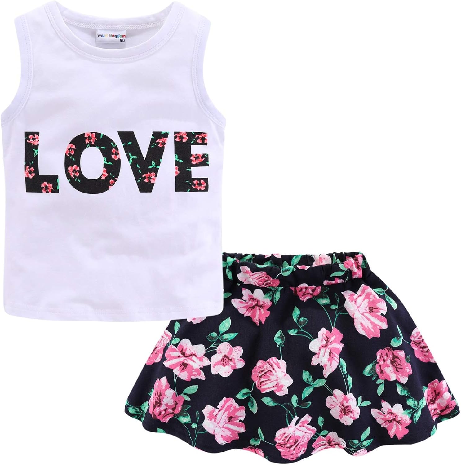 Mud Kingdom Girls Outfits Summer Holiday Floral Tank Top and Skirt Set Chiffon: Clothing, Shoes & Jewelry