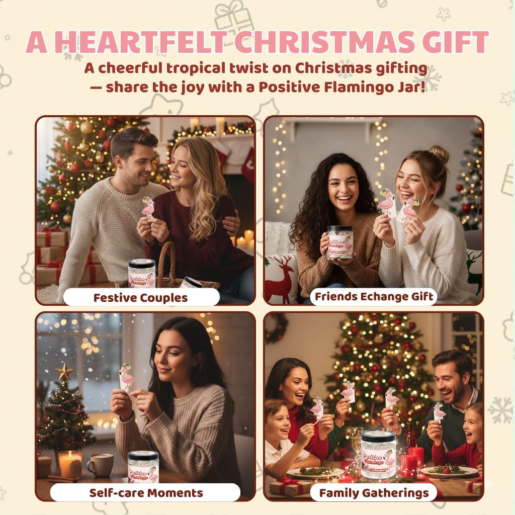 Positive Flamingo Jar with 60 Daily Affirmation Cards, Emotional Support Flamingo Decor, Mini Flamingo Figurines, Birthday Gifts for Women and Friends, Inspirational Desk Present for Coworkers - Image 3