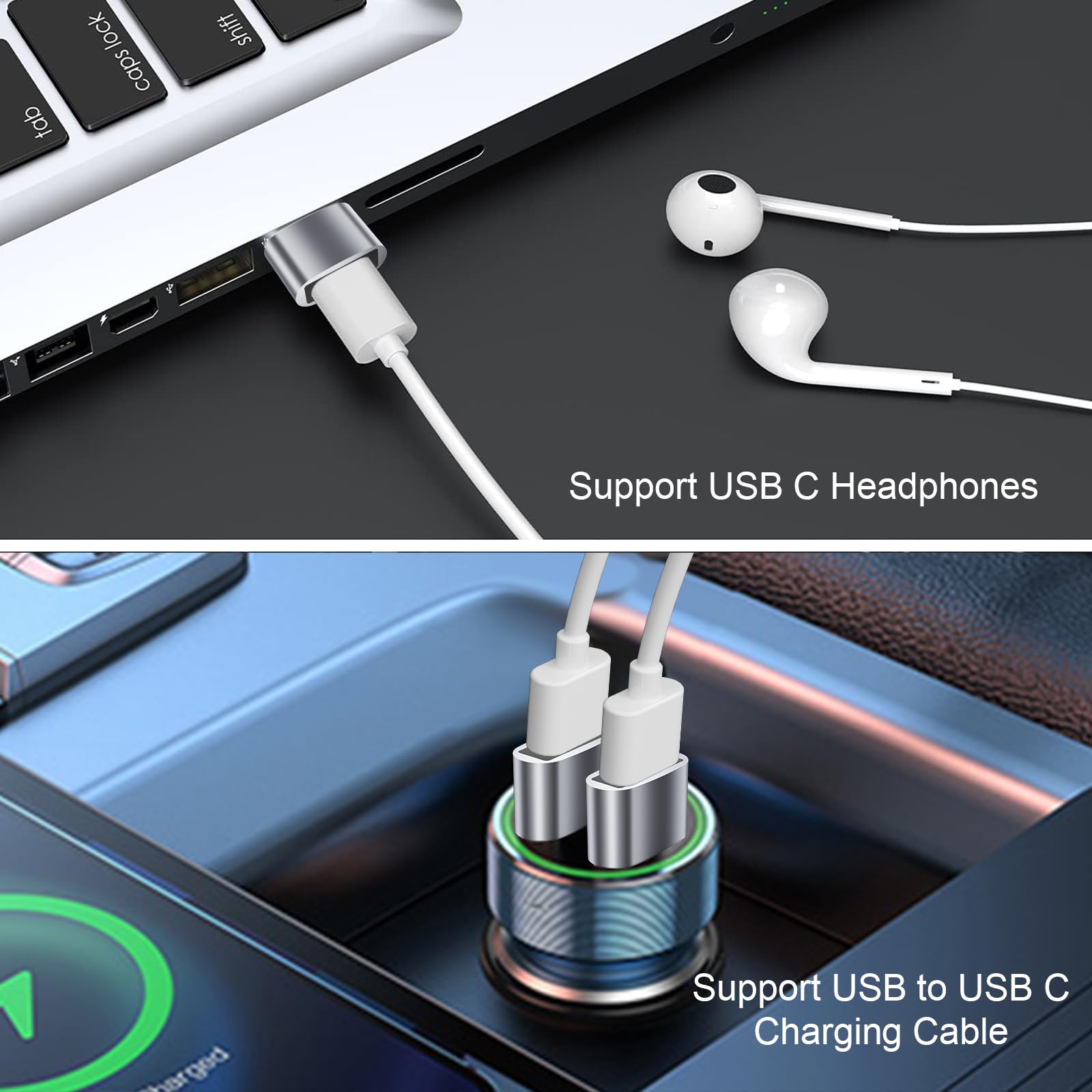 Adapter USB na USB C, 10 sztuk, adapter USB C żeński na USB męski, adapter USB na USBC, adapter kabla USB na USB C, adapter USB do iPhone'a 15/14/13, iPada Pro, AirPods, szary