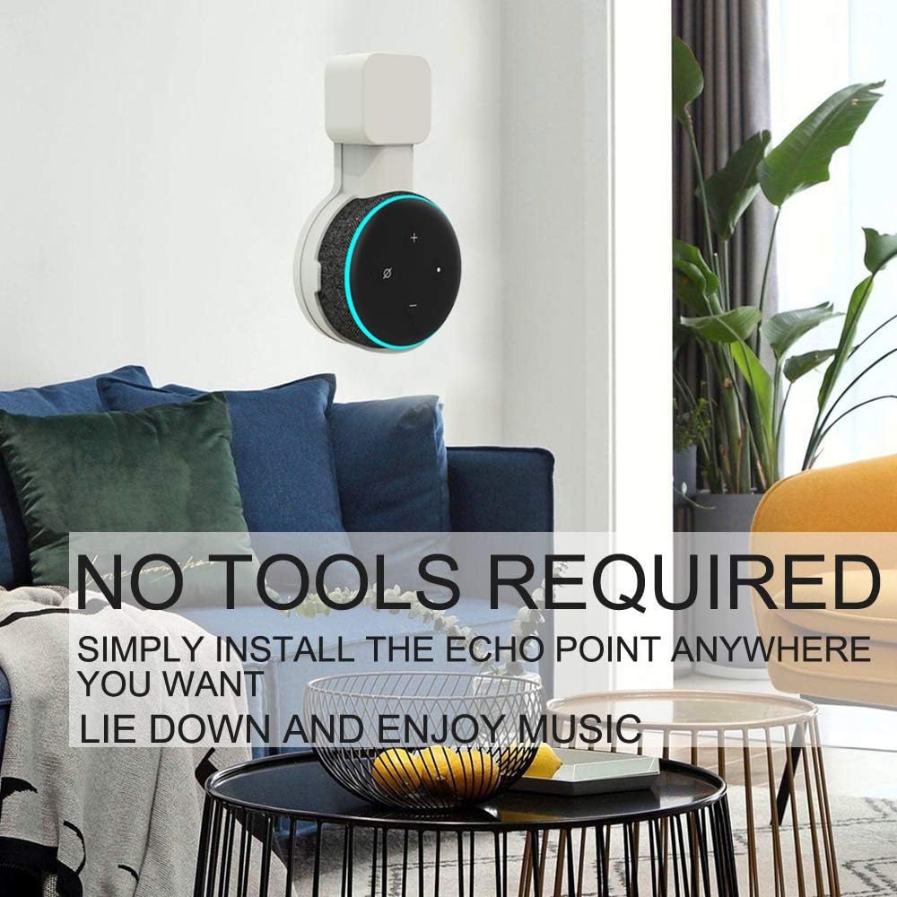 WIDEPLORE Outlet Wall Mount Holder Stand Hanger for Echo Dot 3rd Generation,A Space-Saving Solution with Cord Management for Smart Home Speakers (White) 1PC