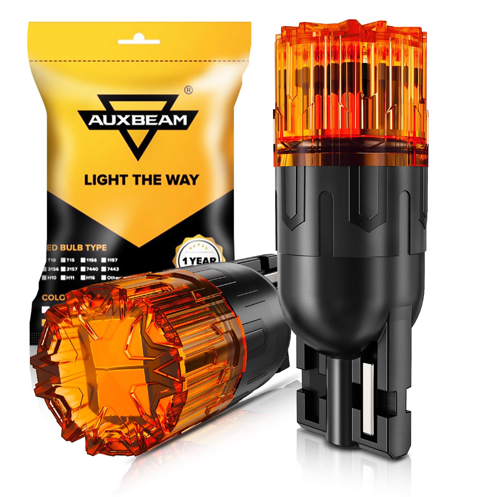 Auxbeam 2026 B2 Series 194 LED Bulbs Amber Yellow 168 2825 T10 W5W Bulbs