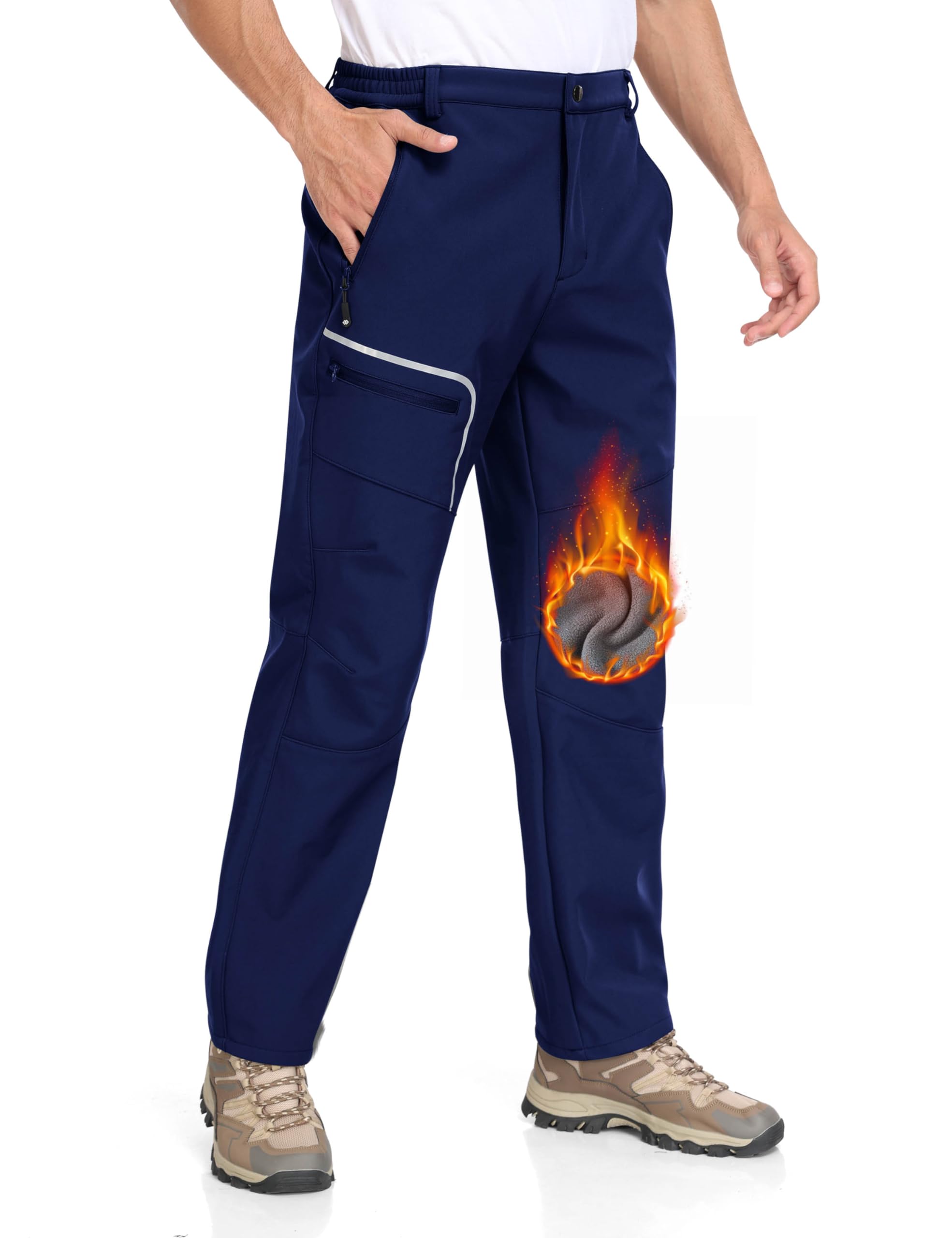 MoFiz Herren Wanderhose Warm Gefüttert Outdoorhose Wasserdicht Skihose Softshellhose Winddicht Arbeitshose für Winter