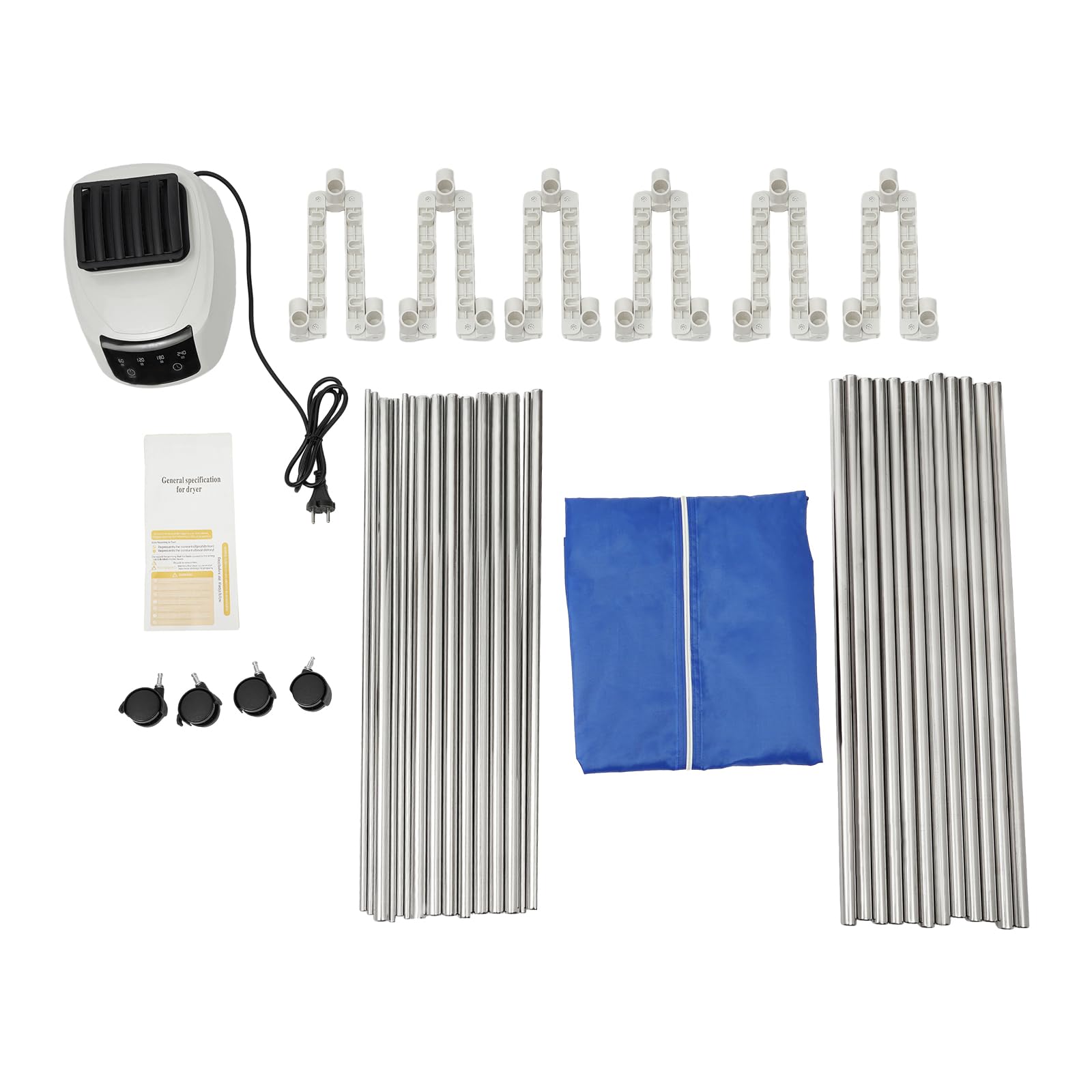 Asciugatrice Elettrica WDZCZDoo, 1200-1500 W, Timer, Armadio Aria Calda, Blu, Acciaio Inossidabile, Tessuto Oxford, 70 x 50 x 150 cm