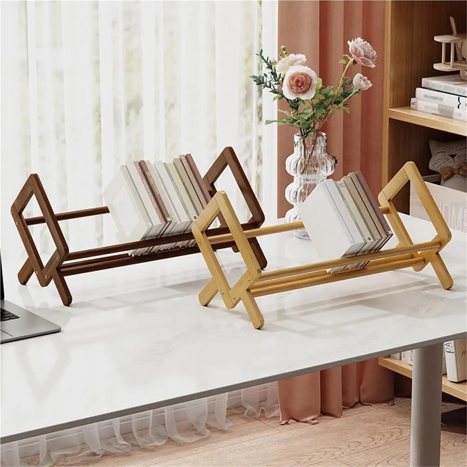 Libreria da scrivania – 50 cm giallo ufficio Storage nizer per libri e riviste – libreria da scrivania economica per studenti – ideale per uso domestico e ufficio