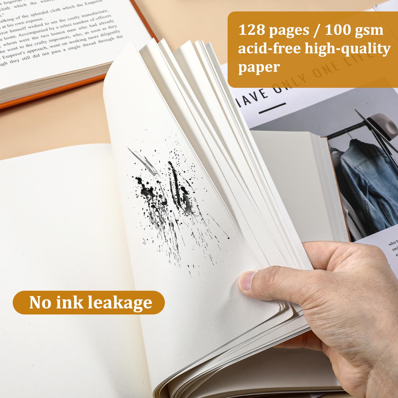8 quaderni vuoti con copertina rigida e copertina rigida, 14 x 21 cm, 128 fogli/256 pagine (100 g/m²), formato A5, senza acidi, per adulti, ufficio, viaggiatori, riviste