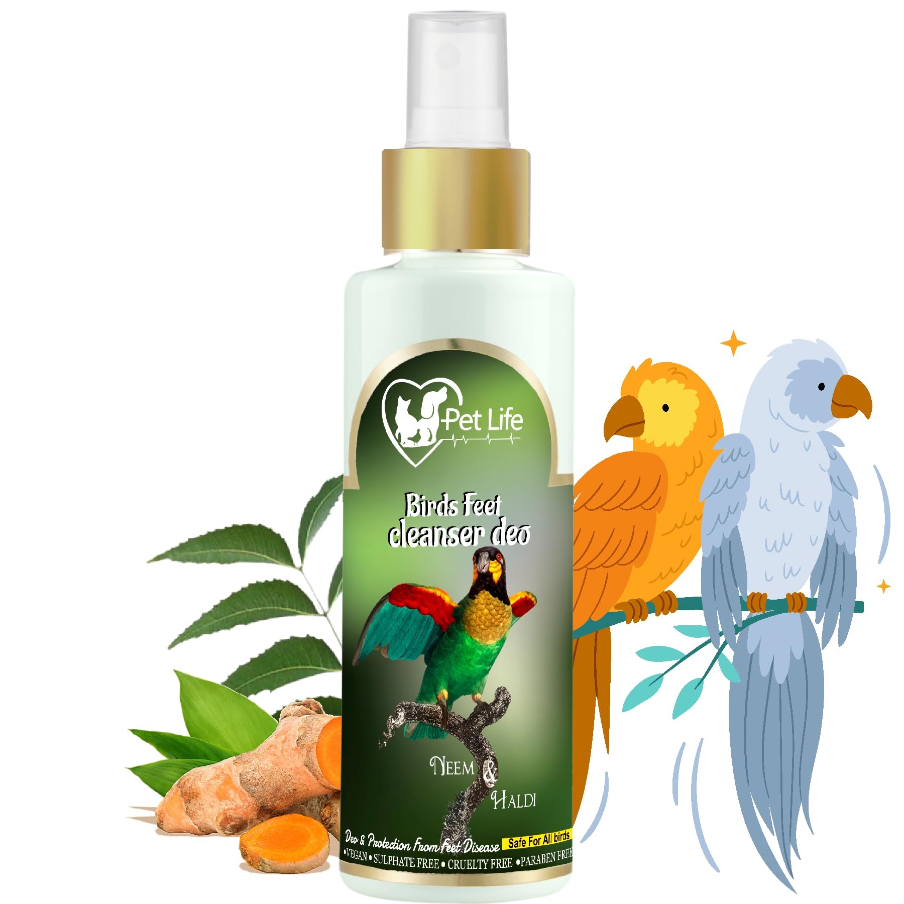 Pet Life Organic & Ayurvedic Birds Feet Cleanser Deo for Feet Healthy & Aromatic Spray Dry & Waterless for Poultry Birds, Parrots, Sparrow, Pigeon, Hen - Natural Ingredients - All Bird Type - 200 Ml (B0B143CX1X) Amazon Price History, Amazon Price Tracker
