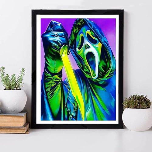 Miniatura 3 de Kit de pintura de diamantes 5D, gritos de película de terror, taladro completo, diamantes de imitación bordados, arte de diamantes de imitación para