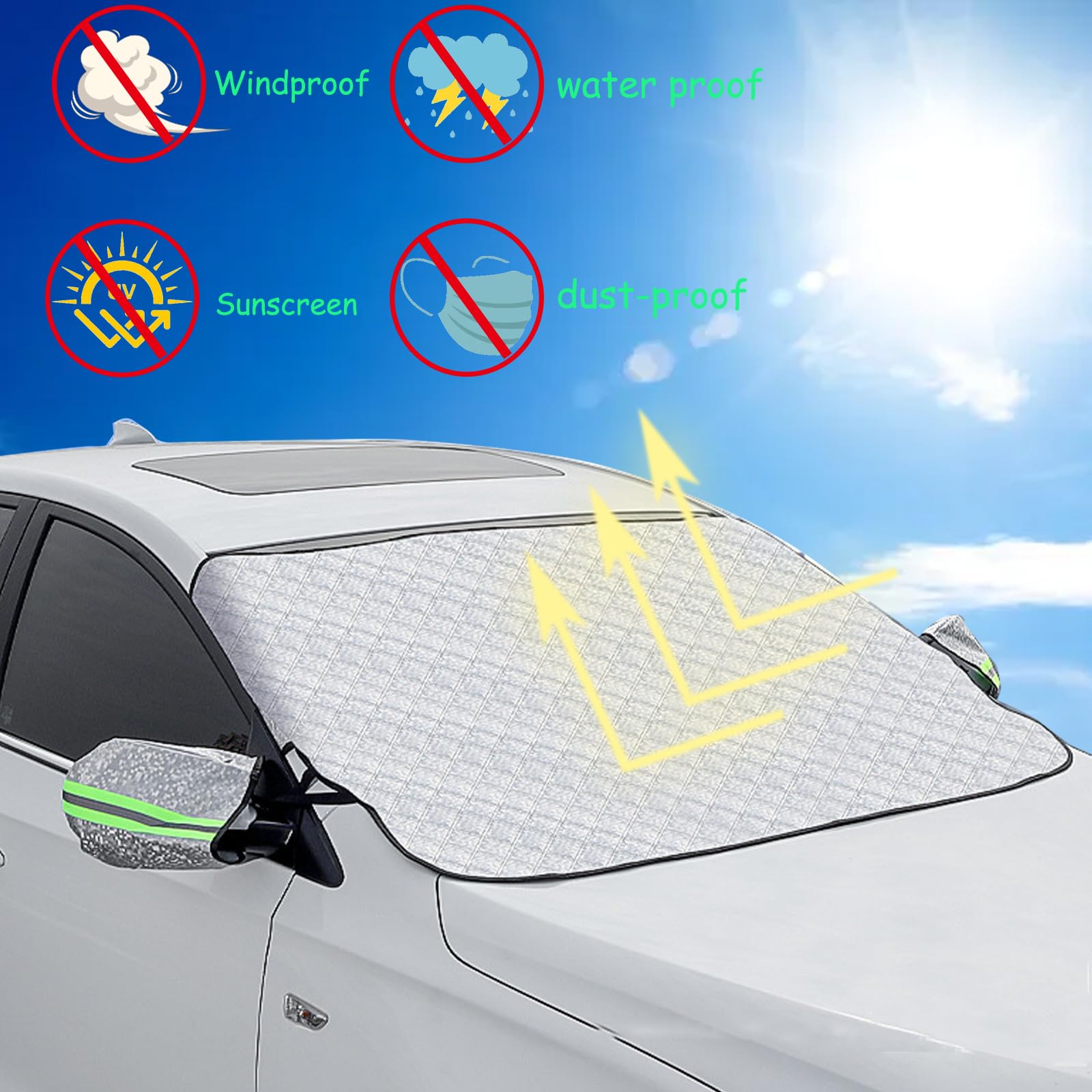 Copertura del Parabrezza Dell'auto, Parasole per la Parabrezza Anteriore, Copertura del Finestrino Dell'auto, Ripiegabile per Evitare i Raggi del Sole, Applica a per Auto SUV Furgoni(D'argento)