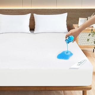 SpringspiritBedding Queen Mattress Protector Waterproof 18" Deep Pocket Terry Cover - Breathable, Machine Washable Fitted Sheet