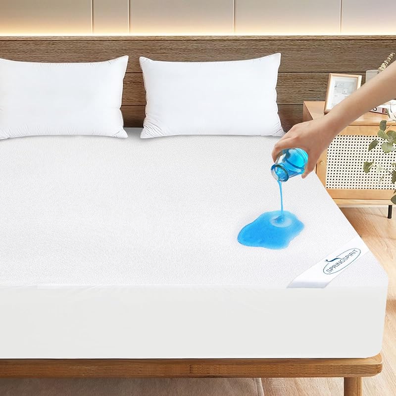 RV King Terry Mattress Protector Waterproof for 72''×80'' up to14'' | Ultra Soft & Breathable Smooth Top Fitted Mattress Cover Skin-Friendly Machine Washable
