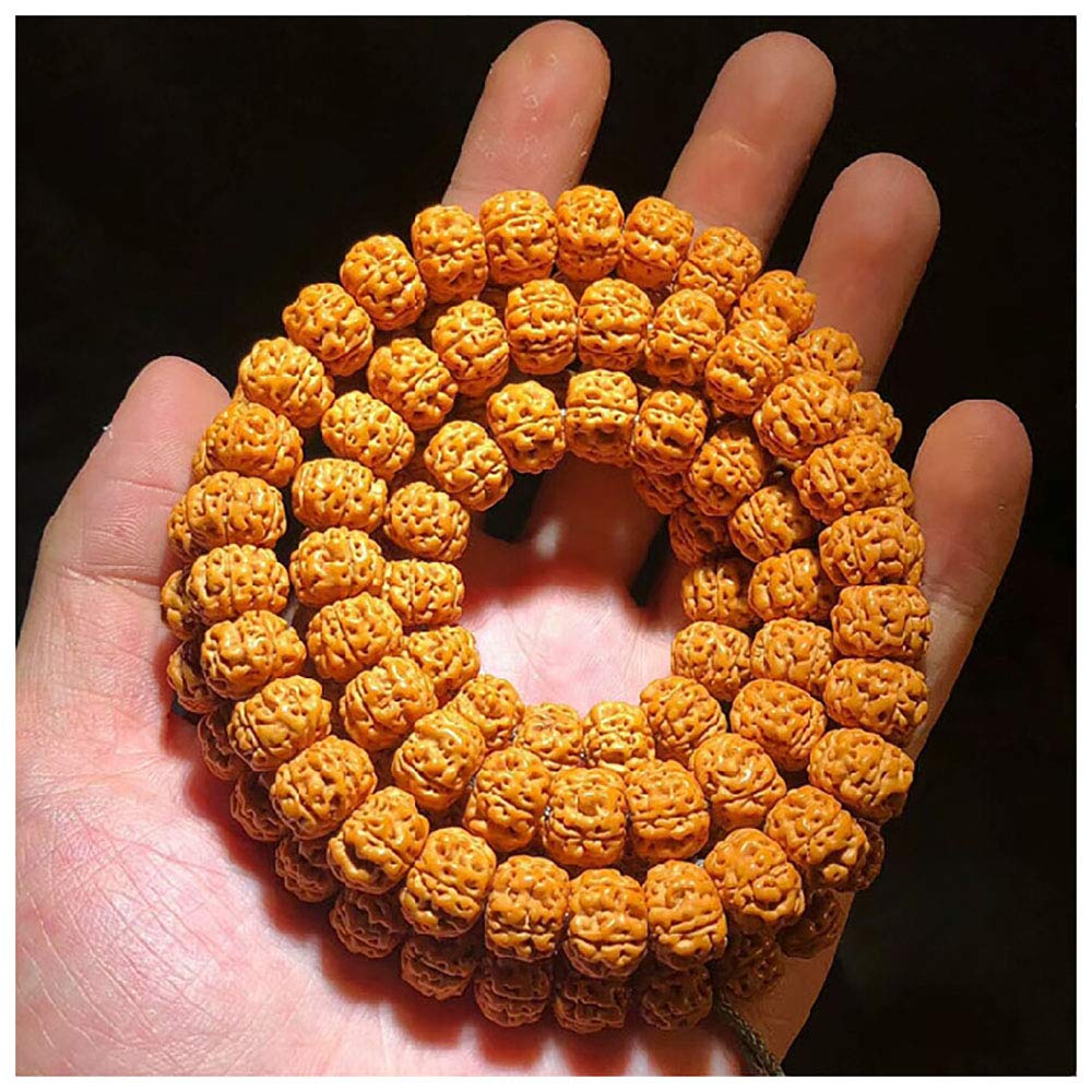 Tree King Vajra Bodhi 108 Beads Bracelet Necklace, Plum Blossom Pile Double Dragon Pattern Raw Seed Bead Bracelet for Men Women