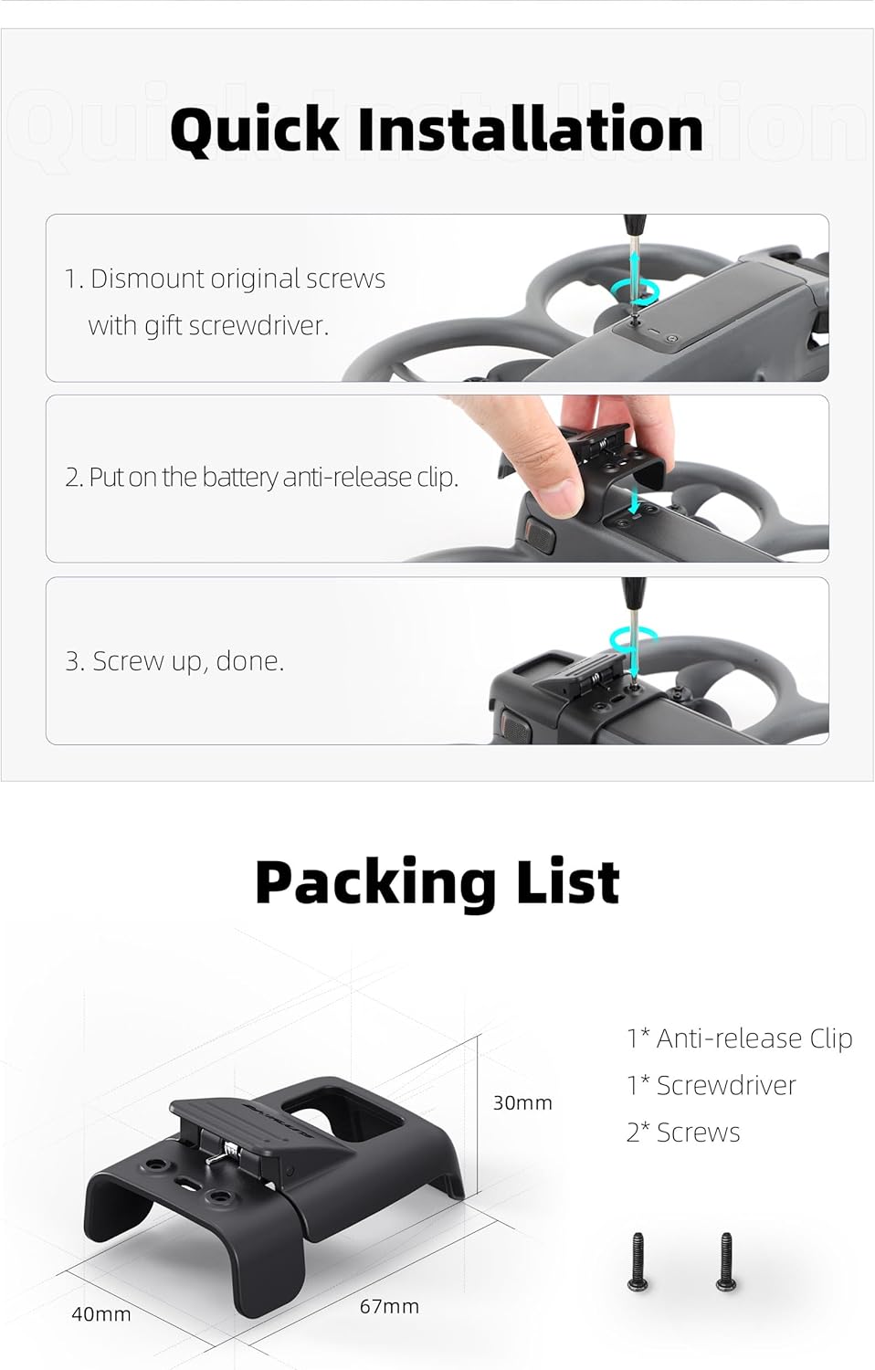Avata 2 Battery Anti-Release Buckle for DJI Avata 2 Drone, Battery Holder Clip Anti-Falling Battery Buckle Guard Protector for DJI Avata 2