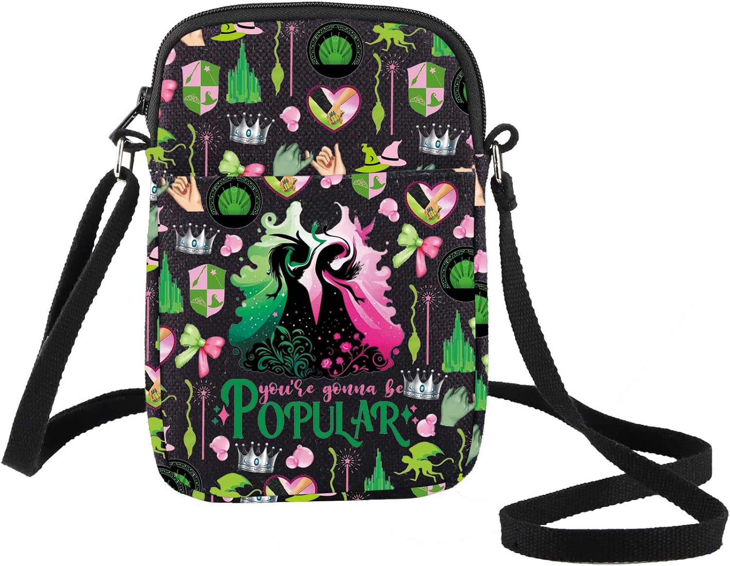 BWWKTOP ​​Green Witch Musical Crossbody Bag Witch Fans Gift Green & Pink Musical Sling Bag Drama Character Merch(Popular Xk-b)