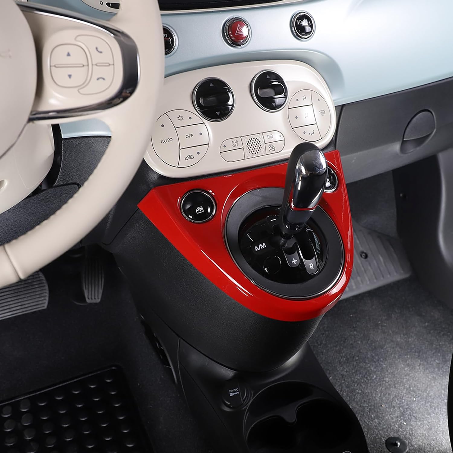 Sekhyna Car Control Gear Shift Panel Cover Trim Compatible with Fiat 500 2011-2023 ABS 1PCS,Center Console Window Lift Switch Button Panel Frame Trim Accessories (Sports Red)