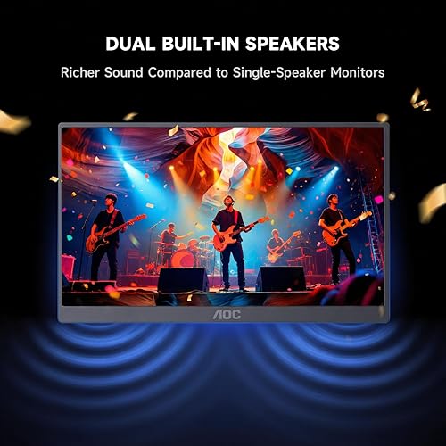 Miniatura 6 de AOC Monitor portátil de 15.6 pulgadas, 125% sRGB IPS 1080P FHD USB-C, pantalla de computadora HDMI, monitor de juegos HDR, segundo monitor externo