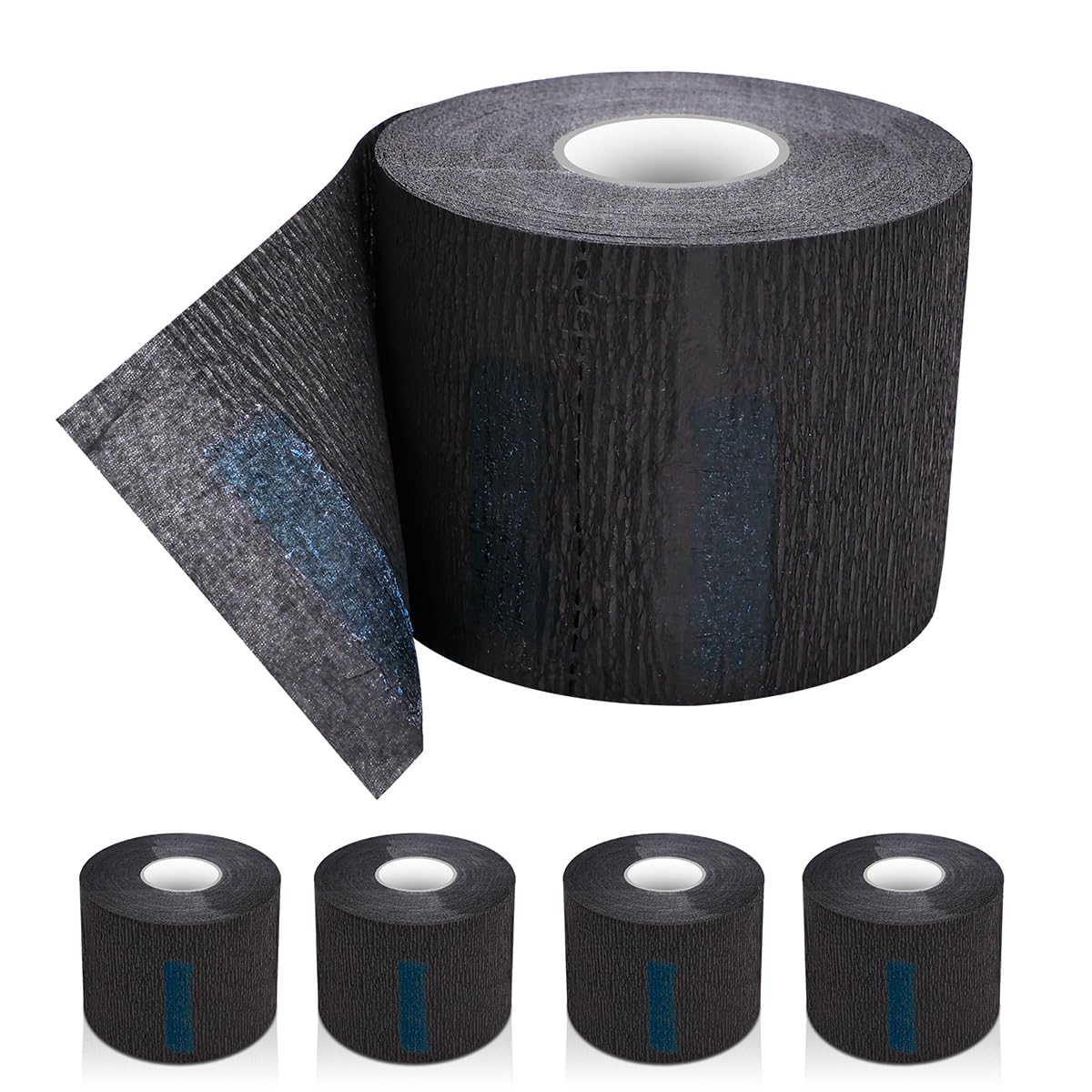 Disposable Barber Neck Paper- 5 Rolls & 500 Neck Strips, Barber Supplies for Salon Hair Styling (Black)
