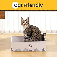 Vista 6 de Caja rascador para gatos con almohadilla de cartón de doble cara resistente, tumbona de cartón, cama para gatos de interior, diseño de agujero Blanco