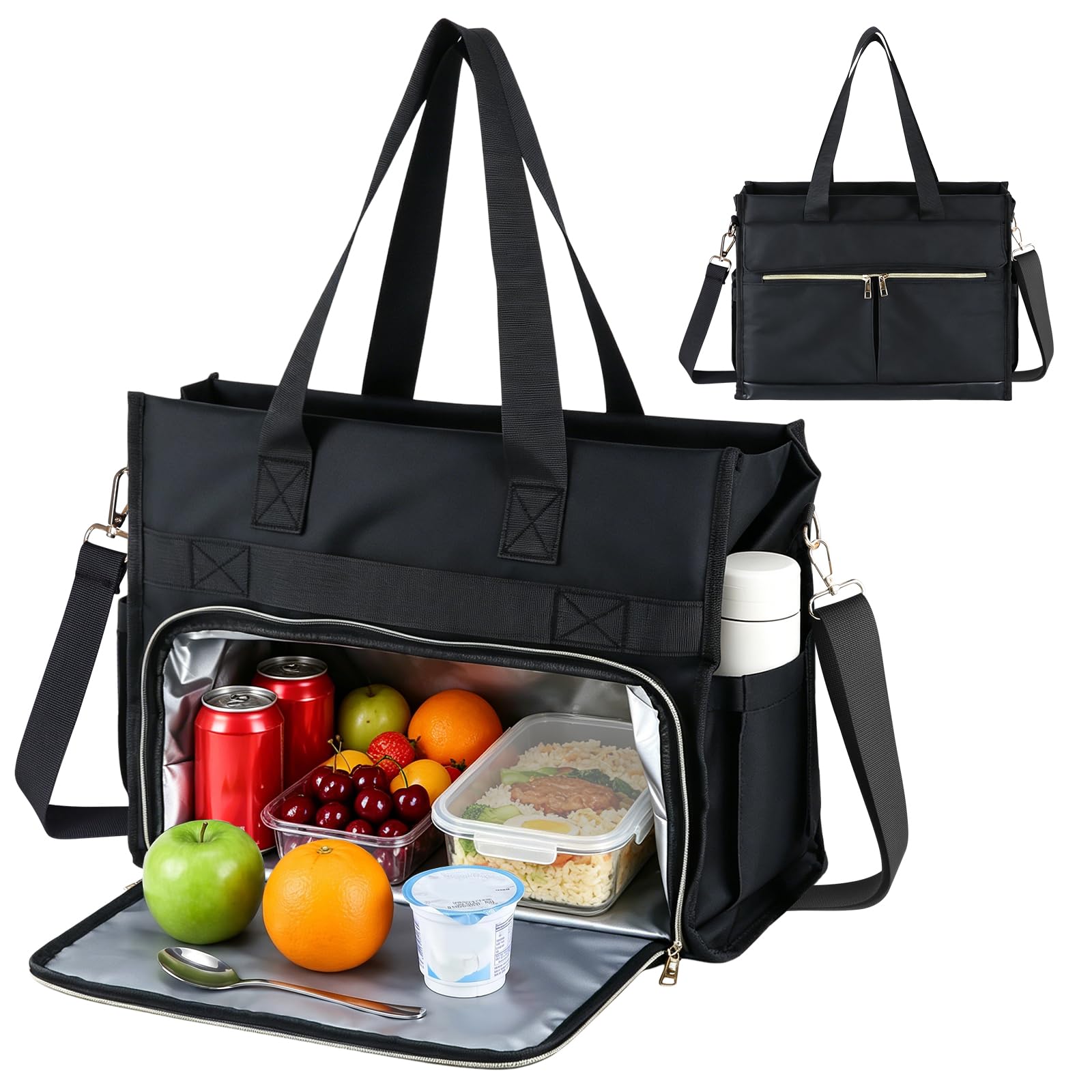 2 en 1 Bolso de Mano para Ordenador portátil de 15,6 pulgadas | Bolsa de Almuerzo para Mujer,Bolso de Trabajo Elegante con compartimento aislado para el Trabajo,la Universidad,la Oficina