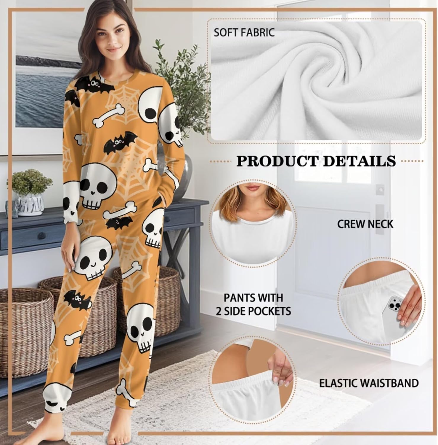 COEQINE Halloween Couple Pajamas Matching Sets Plus Size Dog Hoodies with Zipper Loungewear For Travel Lounge Sets Outfit