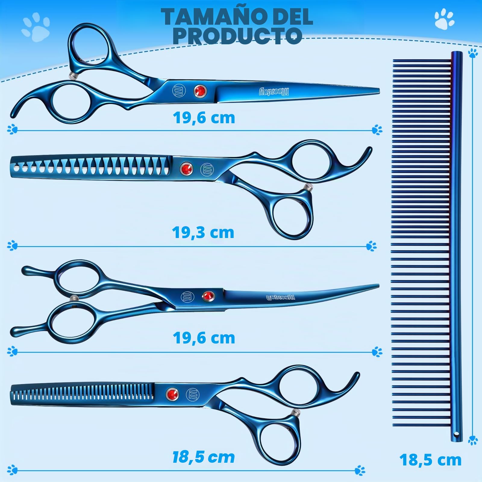 Juego de tijeras profesionales de aseo para perros y mascotas,18 cm/20 cm, tijeras curvadas para aseo de perros, tijeras de entresacar, con peine de aseo, tijeras de corte en bloque