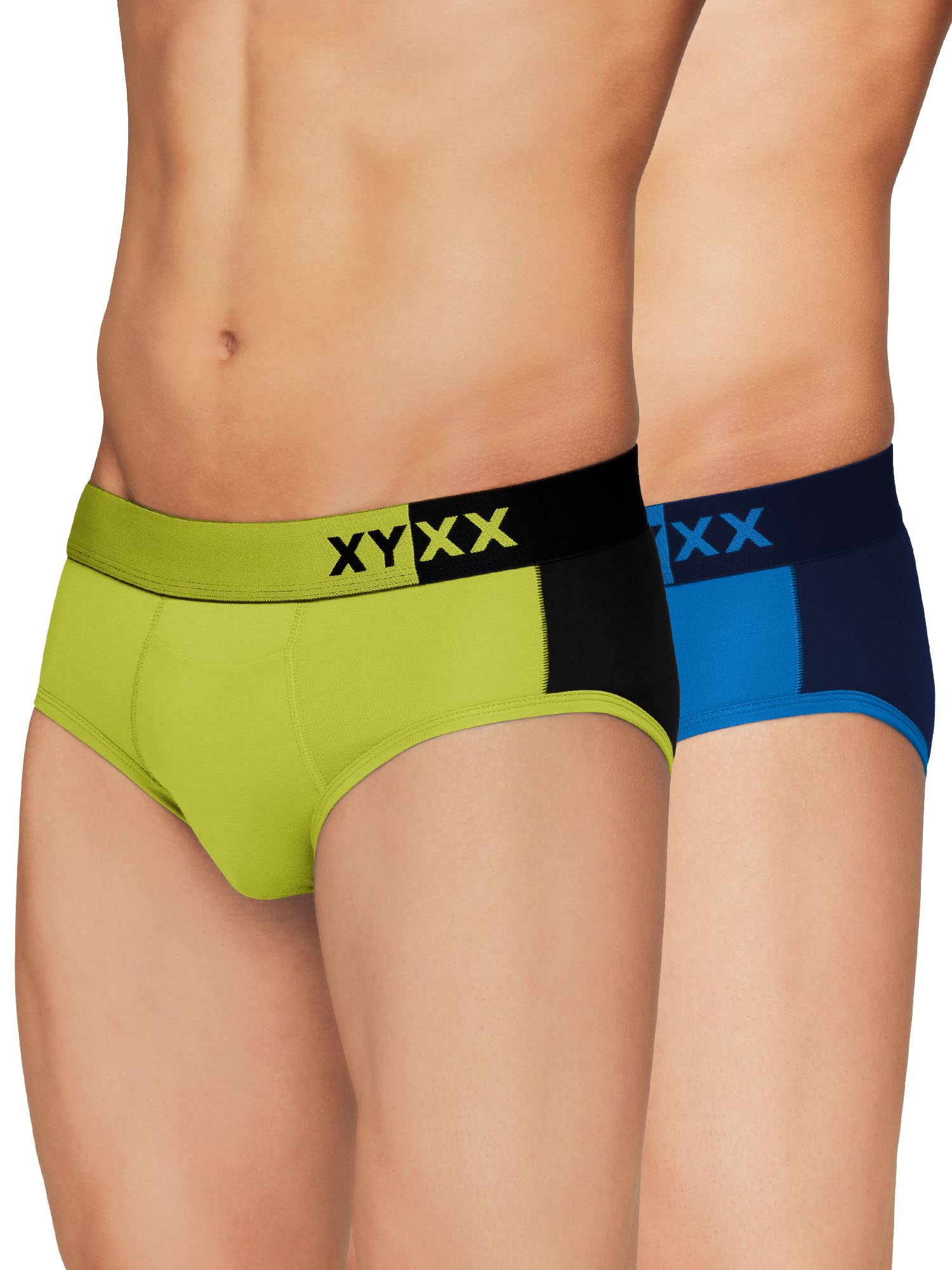 XYXXMen's Dualist Micromodal Regular Fit Colorblock Antimicrobial Briefs with No Marks Waistband (Pack of 2)