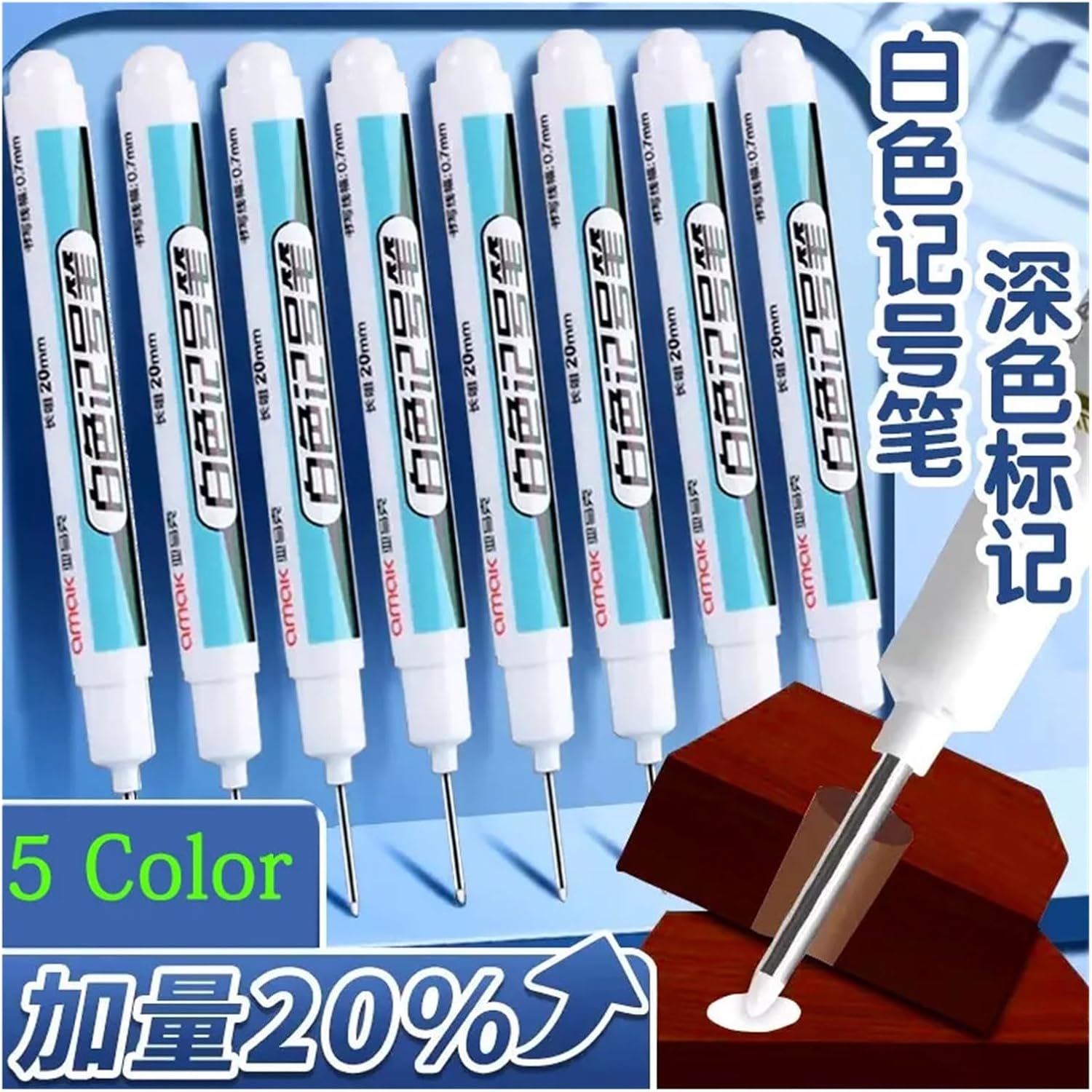 Nib Head Markers Deep Hole Long Nib Scriber White Deep Hole Marker Tip Length 2cm Carpenter's Pen Fine Marking in Metal Wood DIY Sheet Scribing Ceramic Tile 6pcs/Set(6 Mix D)