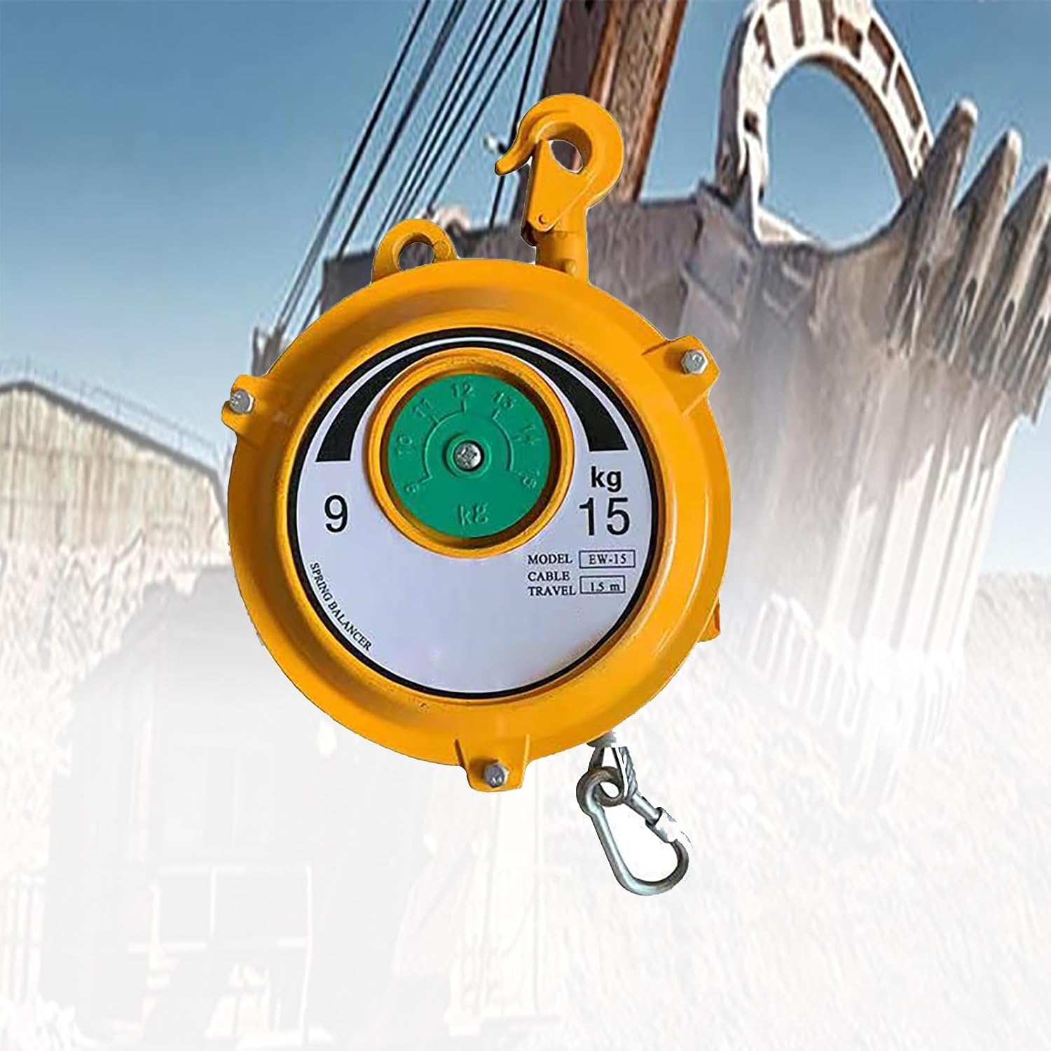 SPABOY Tower Type Spring Balancer，Spring Balancer Positioner Retractable Tool Hanging Holder 1.5m Wire Rope, for Hanging Equipment Parts Welding Etc. (Size : 9-15kg)