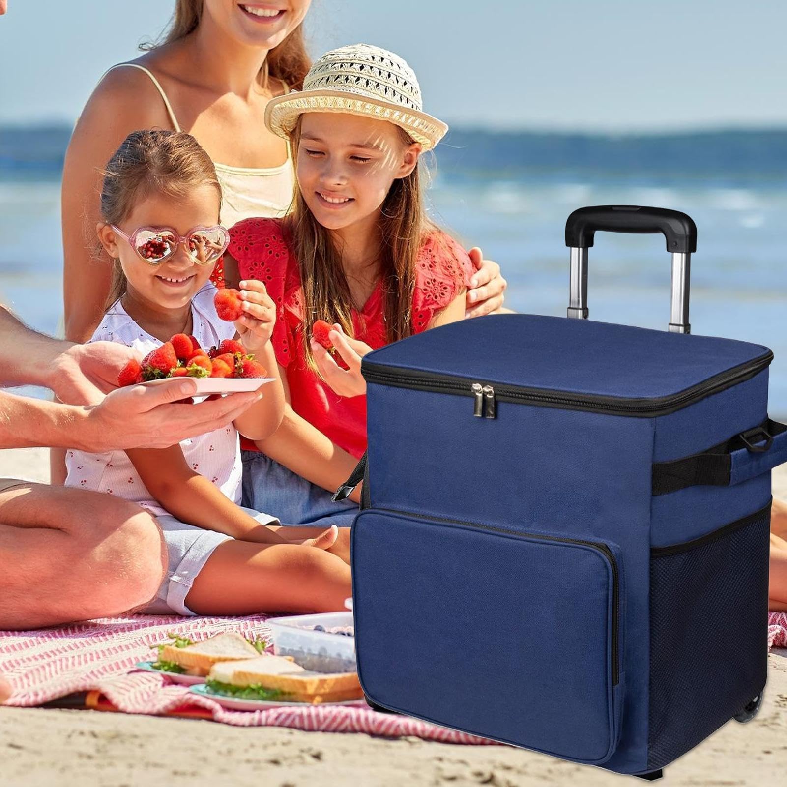 Carrello frigo con ruote, isolamento termico da 35 l, design anti-perdite per esterni, ideale per picnic, campeggio e shopping
