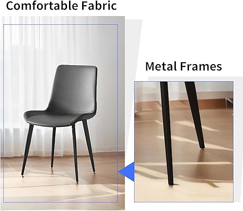 Miniatura 6 de Dining Chairs 4PCS Set, Modern Kitchen & Dining Room Chairs with Upholstered Faux Leather Cushion Seat and Sturdy Metal Legs, Desk Chair for Home