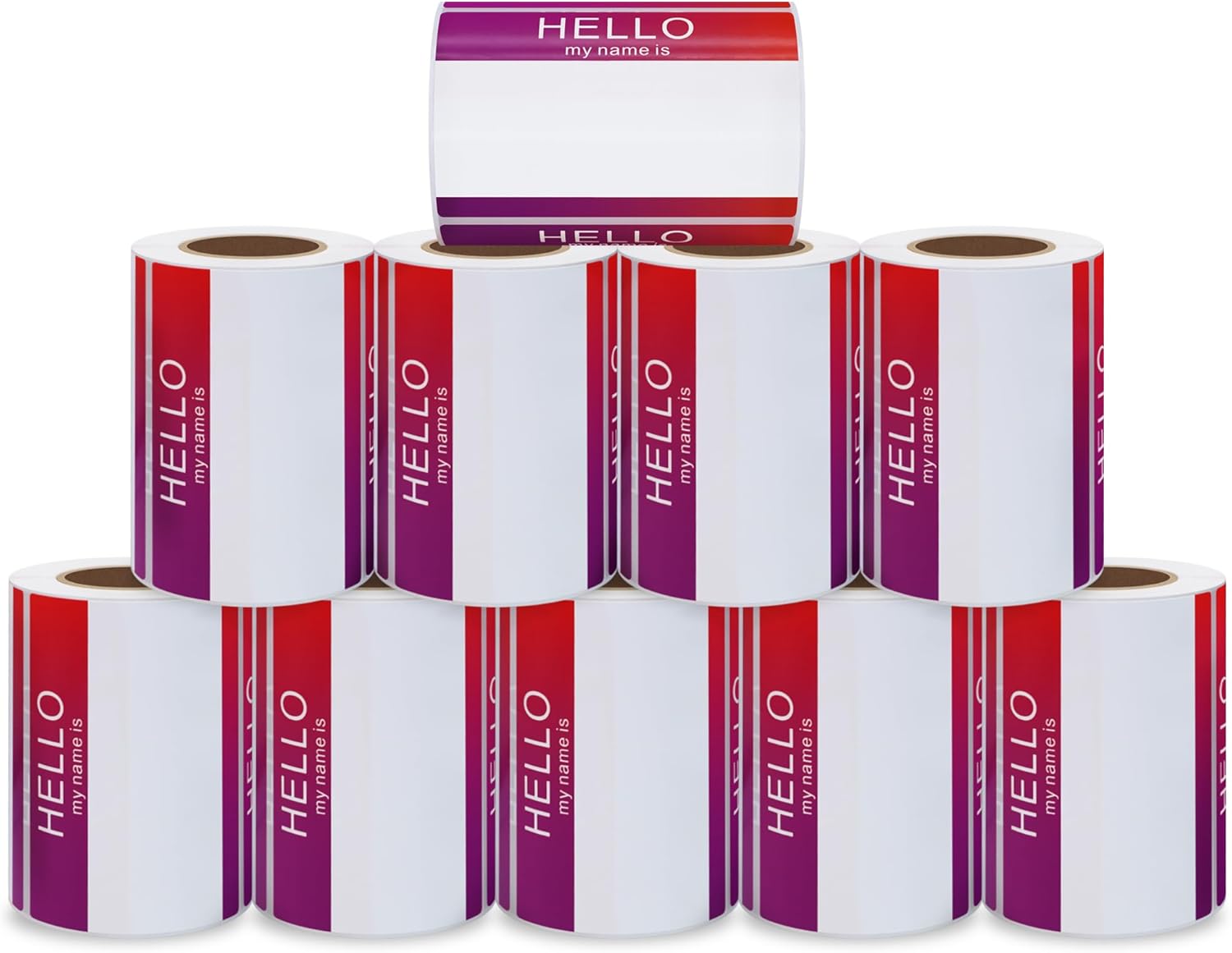 Hello My Name is Stickers Colorful Name Tag Stickers for Themed Party School Office Home Kids Badge Label 3-1/2×2-3/8 Inch Gradient Color - 200 Labels Per Roll（10 Rolls）