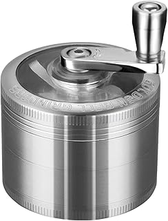 LIHAO Grinder Crusher 4-częściowy młynek z korbą ręczną do przypraw, ziół, przypraw (antyczne srebro)