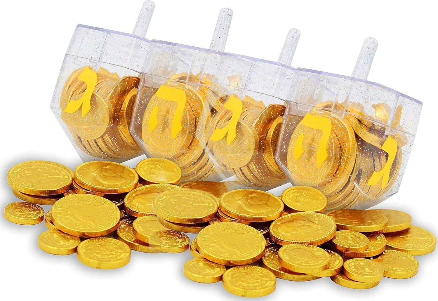 Dreidel Company Fillable Dreidel - Transparent Clear, Can Be Filled with Hanukkah Gelt or Chocolate (24-Pack)
