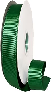 Morex Ribbon Grosgrain Fabric Solid Color Ribbons, Gift Wrapping, Christmas and Wedding Décor, for Crafting and Floral Arrangements, 7/8" x 50 Yd, Forest Green